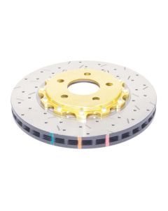 DBA 05-10 Ford Mustang GT / 11-13 V6 Front Drilled & Slotted 5000 Series 2 Piece Rotor w/ Gold Hat - DBA52113GLDXS
