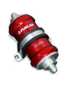 Fuelab 818 In-Line Fuel Filter Standard -6AN In/Out 10 Micron Fabric - Red - 81801-2