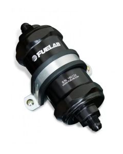 Fuelab 818 In-Line Fuel Filter Standard -6AN In/Out 40 Micron Stainless - Black - 81811-1