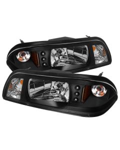 Spyder Ford Mustang 87-93 1PC LED (Replaceable LEDs)Crystal Headlights Black HD-YD-FM87-1PC-LED-BK - 5012531