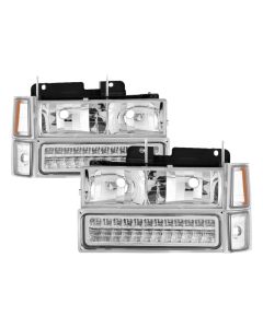 Xtune 92-94 Blazer Full Size Corner/LED Bumper Headlights Chrome HD-JH-CCK88-LED-AM-C-SET - 5069559