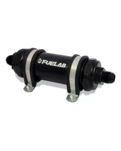 Fuelab 828 In-Line Fuel Filter Long -6AN In/Out 6 Micron Fiberglass - Black - 82831-1