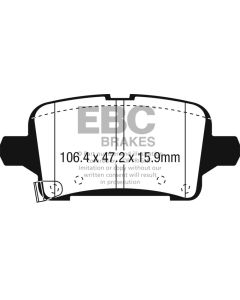 EBC 2016+ Chevrolet Malibu 1.5L Turbo (Elec PB) Yellowstuff Rear Brake Pads - DP43074R
