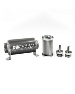 DeatschWerks Stainless Steel 5/16in 5 Micron Universal Inline Fuel Filter Housing Kit (110mm) - 8-03-110-005K-516