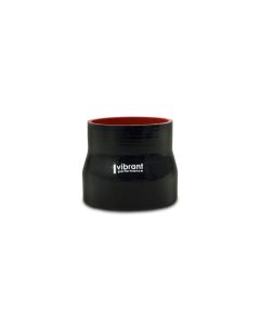 Vibrant 3.5in I.D. x 4.250in I.D. x 4.5in Long 4 Ply Gloss Black Silicone Transition Hose - 19748