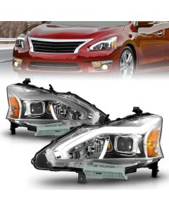 ANZO 13-15 Nissan Altima (w/o Factory HID Bulbs) Projector Headlights - w/ Light Bar Chrome Housing - 121570