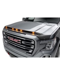 AVS 19-22 GMC Sierra 1500 Aeroskin Low Profile Hood Shield w/ Lights - Black - 753167