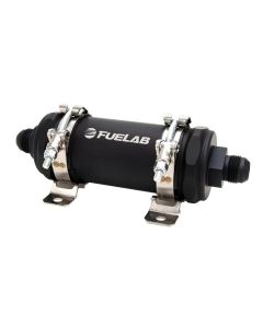 Fuelab PRO Series In-Line Fuel Filter (10gpm) -10AN In/-10AN Out 40 Micron Stainless - Matte Black - 86813