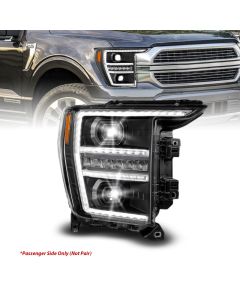 Anzo 21-23 Ford F150 LED Projector Headlight w/Switchback+Sequential - Black (Passenger Side Only) - 111594-R