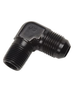 Russell Performance -6 AN to 1/8in NPT 90 Degree Flare to Pipe Adapter (Black) - 660833