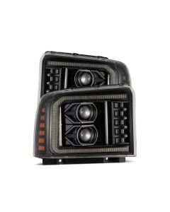 AlphaRex 05-07 Ford Super Duty/Excursion LUXX-Series LED Projector Headlights - Alpha-Black - 880316
