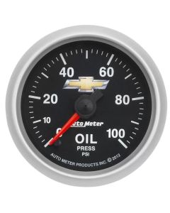 AutoMeter Gauge Oil Press 2-1/16in. 100PSI Digital Stepper Motor Chevy Gold Bowtie - 880447