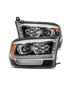 AlphaRex 09-18 Dodge Ram 2500 LUXX LED Proj Headlights Plank Style Black w/Activ Light/DRL - 880526