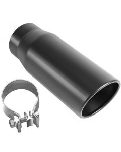 MagnaFlow Tip Black Coated  w/ Clamp Single Wall Round Outlet 4in Diameter 3in Inlet 12in Length - 35236