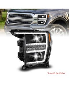Anzo 21-23 Ford F150 LED Projector Headlight w/Switchback+Sequential - Black (Driver Side Only) - 111594-L