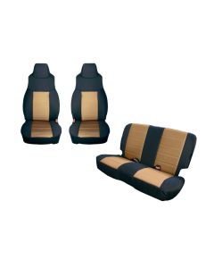 Rugged Ridge Seat Cover Kit Black/Tan 91-95 Jeep Wrangler YJ - 13291.04