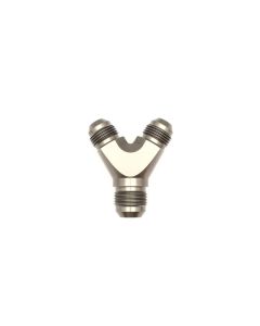DeatschWerks 8AN Male Flare + 8AN Male Flare to 10AN Male Flare Y Block Fitting - 6-02-0703