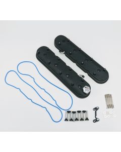 Granatelli 96-22 GM LS Tall Valve Cover w/Angled Coil Mounts - Black Wrinkle (Pair) - 640362
