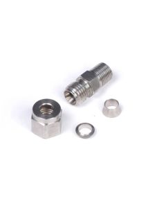 Haltech 1/4in Stainless Compression 1/8in NPT Thread Fitting Kit w/Nut & Ferrule - HT-010813