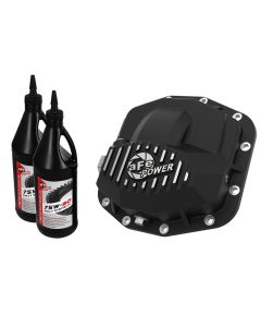 aFe 18-21 Jeep Wrangler JL Dana M210 Pro Series Front Diff Cover w/ Oil - Black - 46-71031B