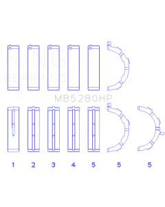 King Engine Bearings Ford Prod. V8 4.6L/5.4L (Size 0.25) Performance Main Bearing Set - MB5280HP0.25