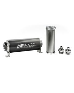 DeatschWerks Stainless Steel 6AN 5 Micron Universal Inline Fuel Filter Housing Kit (160mm) - 8-03-160-005K-6