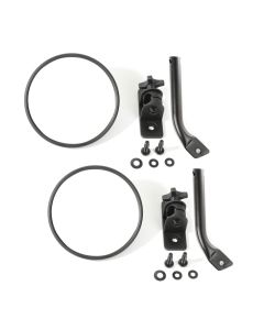 Rugged Ridge 97-18 Jeep Wrangler Textured Black Round Stubby Trail Mirror Kit - 11025.21