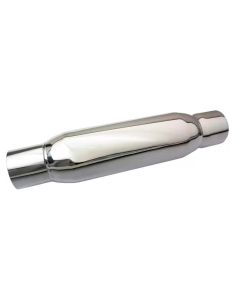 Moroso Spiral Flow Racing Muffler - 2.5in Inlet/Outlet - Reduced Noise Levels - Stainless Steel - 94054