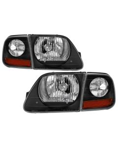 xTune 97-03 Ford F-150 4pc OEM Style Headlights w/Corner - Black (HD-JH-FF15097-L-SET-BK) - 9042638