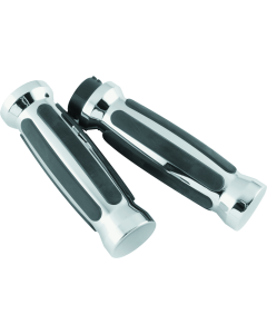 Bikers Choice 81-17 XL & Big Twin Dual Cable Chrome & Black Sensation Grips Pr - 498414