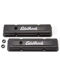 Edelbrock Valve Cover Signature Series Chevrolet 1959-1986 262-400 CI V8 Low Black - 4443