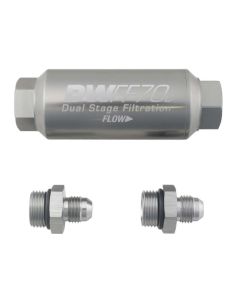 DeatschWerks 6AN 10 Micron 70mm Compact In-Line Fuel Filter Kit - 8-03-70C-010K-6