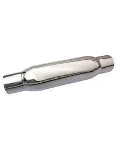 Moroso Spiral Flow Racing Muffler - 3.5in Inlet/Outlet - Reduced Noise Levels - Stainless Steel - 94056