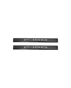 Putco 15-20 Ford F-150 - Regular Cab & SuperCab w/ F-150 Etching (2pcs) Black Platinum Door Sill - 95145BPFD