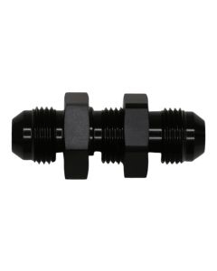 DeatschWerks 8AN Male Flare to 8AN Male Flare Bulkhead Adapter (Incl Nut) - Anodized Matte Black - 6-02-0709-B