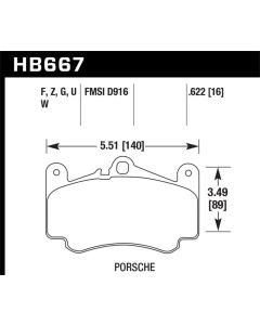 Hawk 09-11 Porsche 911 Carrera Front ER-1 Brake Pads - HB667D.622