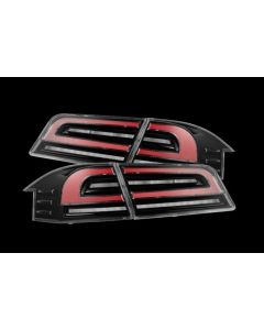 AlphaRex 12-21 Tesla Model S LUXX-Series LED Tail Lights - Black/Red - 601130