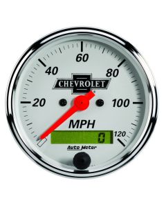AutoMeter Gauge Speedo 3-1/8in. 120MPH Elec Prog W/ Lcd Odo Chevrolet Heritage Bowtie - 1388-00408