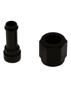 DeatschWerks 6AN Female Flare Swivel to 5/16in Single Hose Barb - Anodized Matte Black - 6-02-0520-B