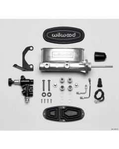 Wilwood HV Tandem M/C Kit w L/H Bracket & Prop Valve - 7/8in Bore Ball Burnished-W/Pushrod - 261-13271-P