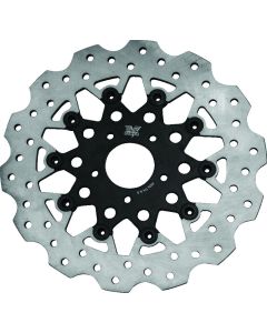 Twin Power 08-13 FLH FLT 08-16 FLHR 06-17 Dyna Front 11.8 Scalloped Floating Rotor Black Mesh - 666847