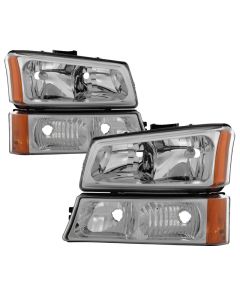 Xtune Chevy Silverado 2500HD 03-06 Crystal Headlights w/ Bumper Lights Chrome HD-JH-CSIL03-AM-C-SET - 5064912