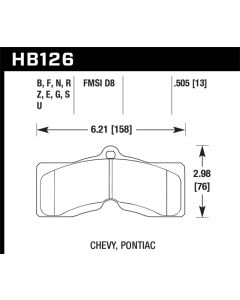 Hawk 78-82 Chevy Corvette H-10 Performance Front Brake Pads - HB126S.505