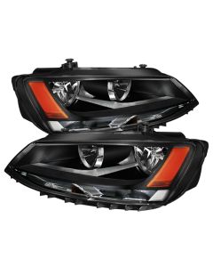 Xtune Volkswagen Jetta 11-14 Amber Crystal Headlights Black HD-JH-VJ11-AM-BK - 5075796