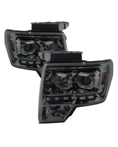 xTune Ford F150 09-14 Projector Headlights Halogen Model Only LED Halo Smoked PRO-JH-FF15009-CFB-SM - 9032257