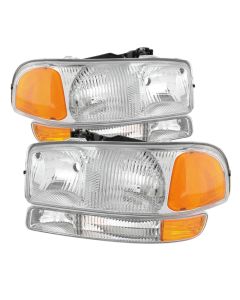 xTune GMC Sierra 99-06 Headlights & Amber Bumper Lights Chrome HD-JH-GS99-SET-OEAM-C - 9027345