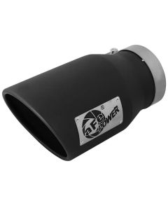 aFe MACHForce XP 5in 304 Stainless Steel Exhaust Tip 5 In x 7 Out x 12L in Bolt On Right - Black - 49T50702-B12