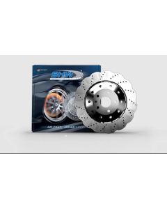 SHW 14-18 Audi RS7 4.0L Front Drilled-Dimpled Lightweight Wavy Brake Rotor (4G0615301AH) - AFX47415