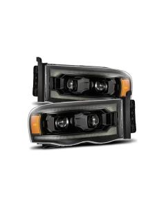 AlphaRex 02-05 Dodge Ram 1500 LUXX LED Proj Headlights Alpha Black w/Activ Light/Seq Signal - 880569