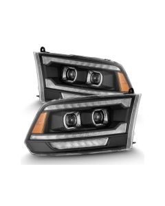 AlphaRex 09-18 Dodge Ram 2500 LUXX LED Proj Headlights Plank Style Blk w/Activ Light/Seq Signal/DRL - 880558